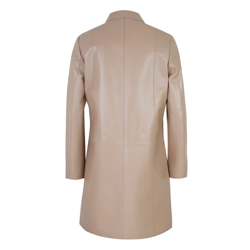 Catori Bej Kadın Deri Trençkot