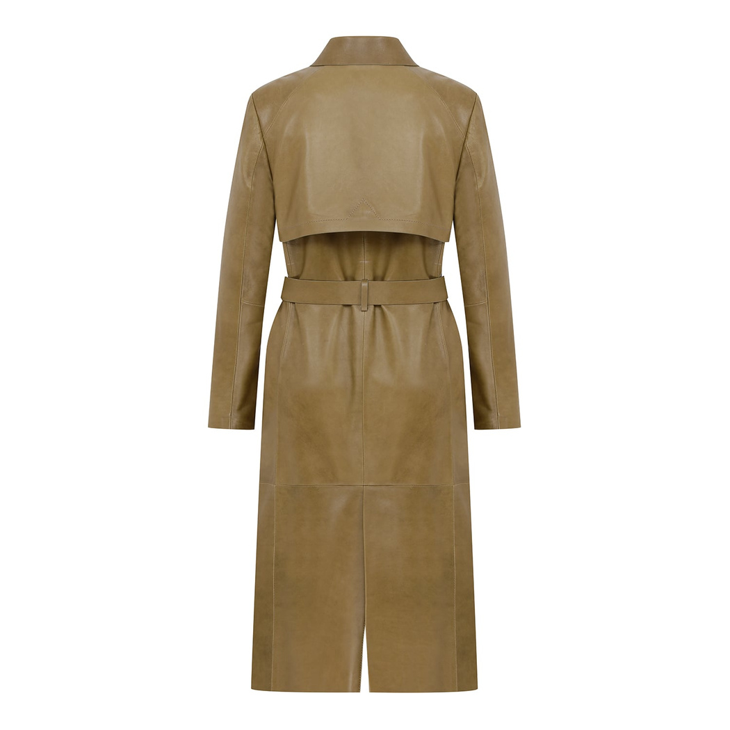 Caylee Kadın Haki Deri Trençkot