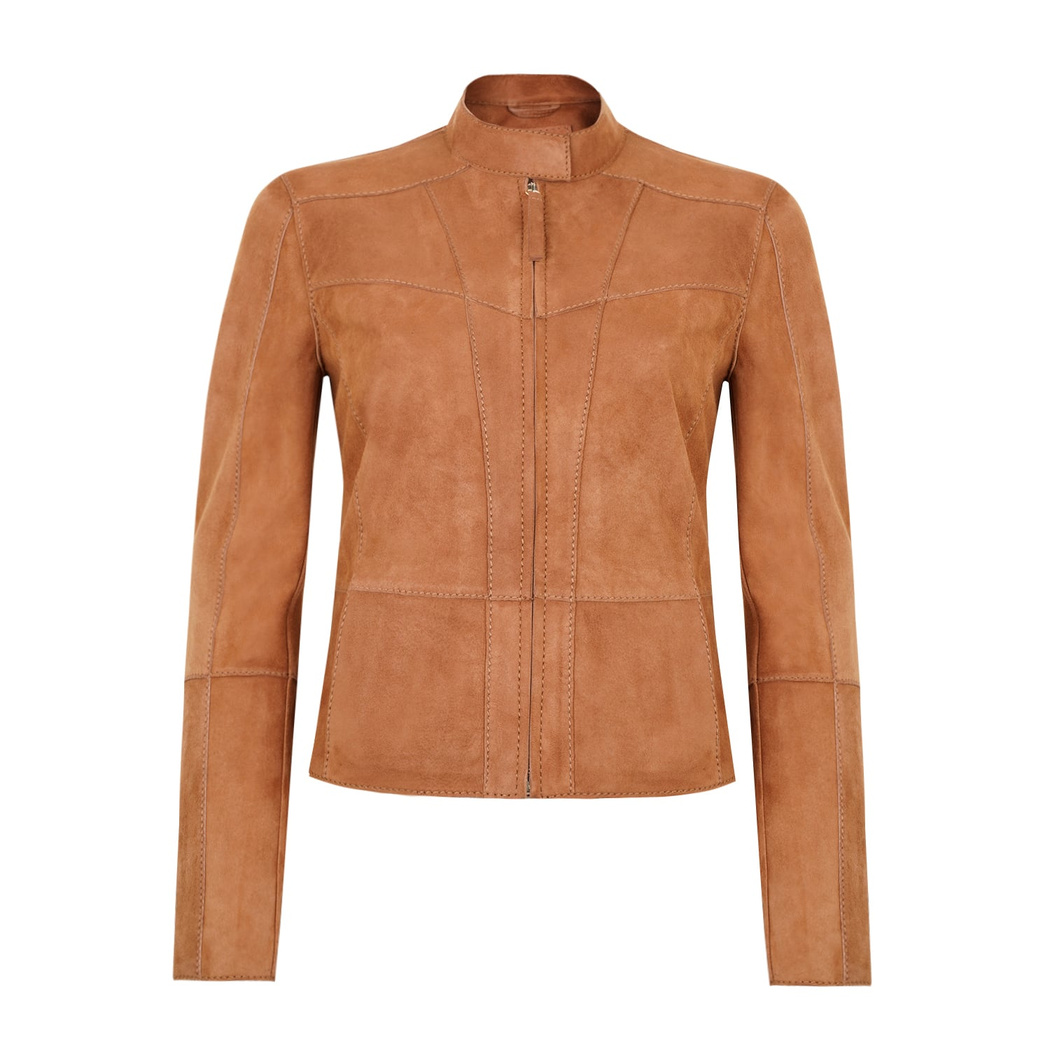 Chantoya Taba Kadın Biker Süet Deri Ceket