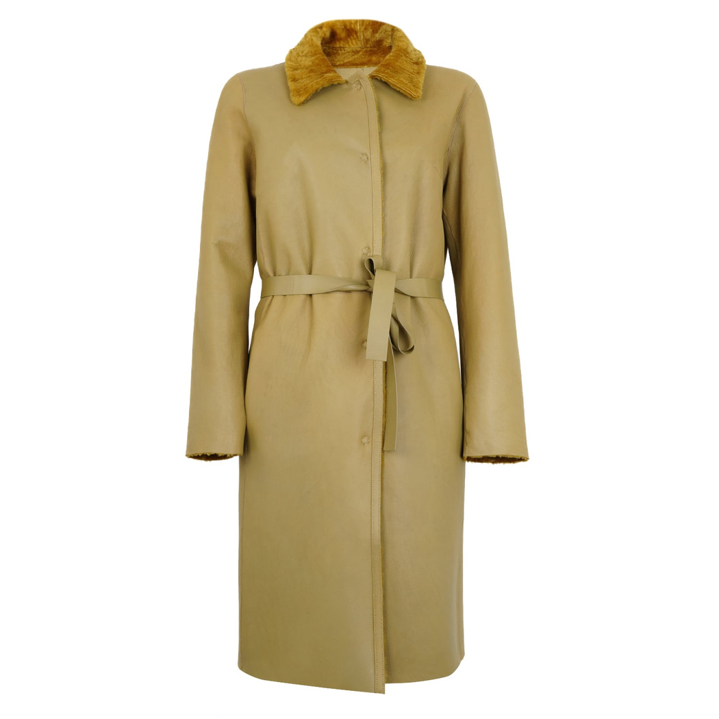 Charla Yeşil Kadın Çift Taraflı Yünlü Kaban