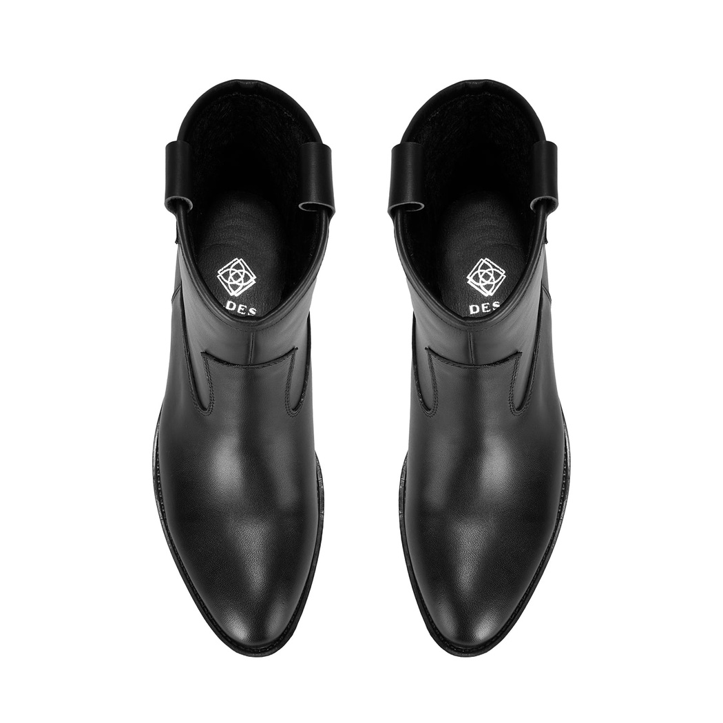 Colleen Siyah Kadın Topuklu Deri Kovboy Botu