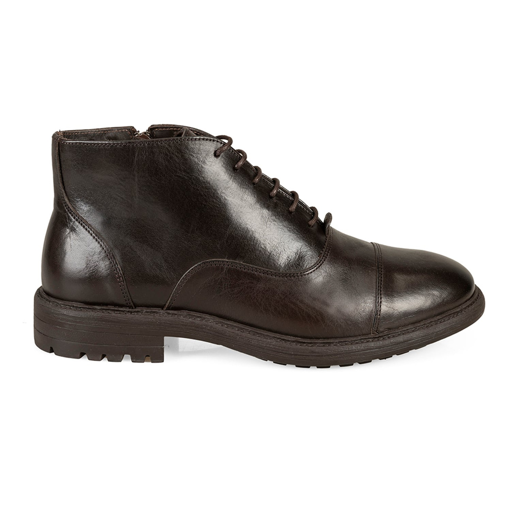 Corey Kahve Erkek Fermuarlı Deri Bot