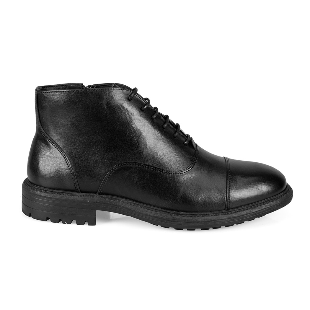 Corey Siyah Erkek Fermuarlı Deri Bot