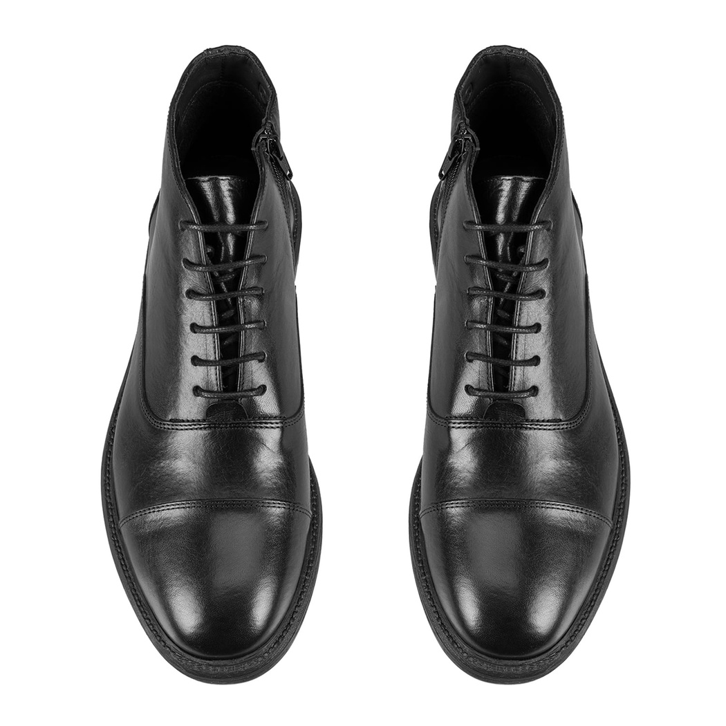 Corey Siyah Erkek Fermuarlı Deri Bot