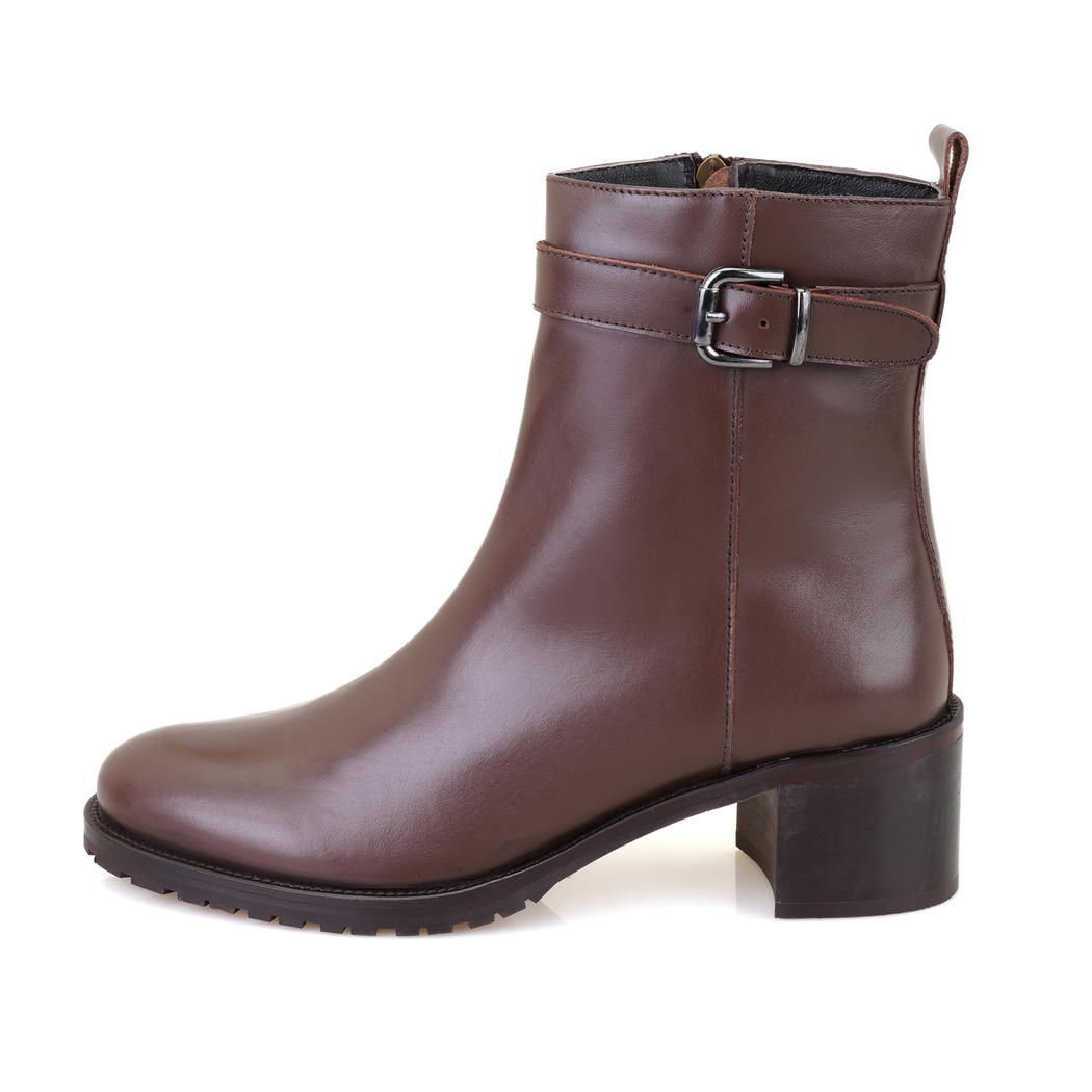 Cosa Kahve Kadın Fermuarlı Topuklu Deri Bot