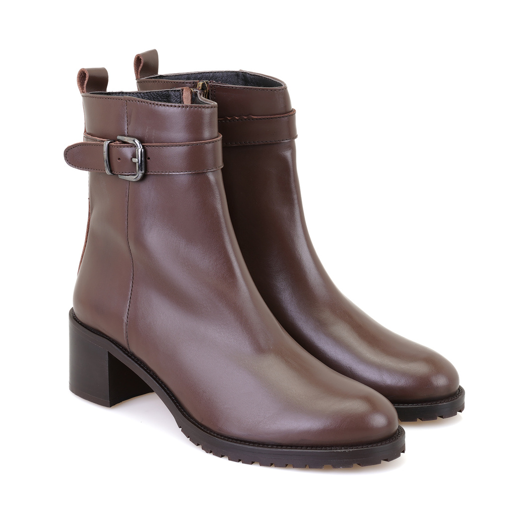 Cosa Kahve Kadın Fermuarlı Topuklu Deri Bot