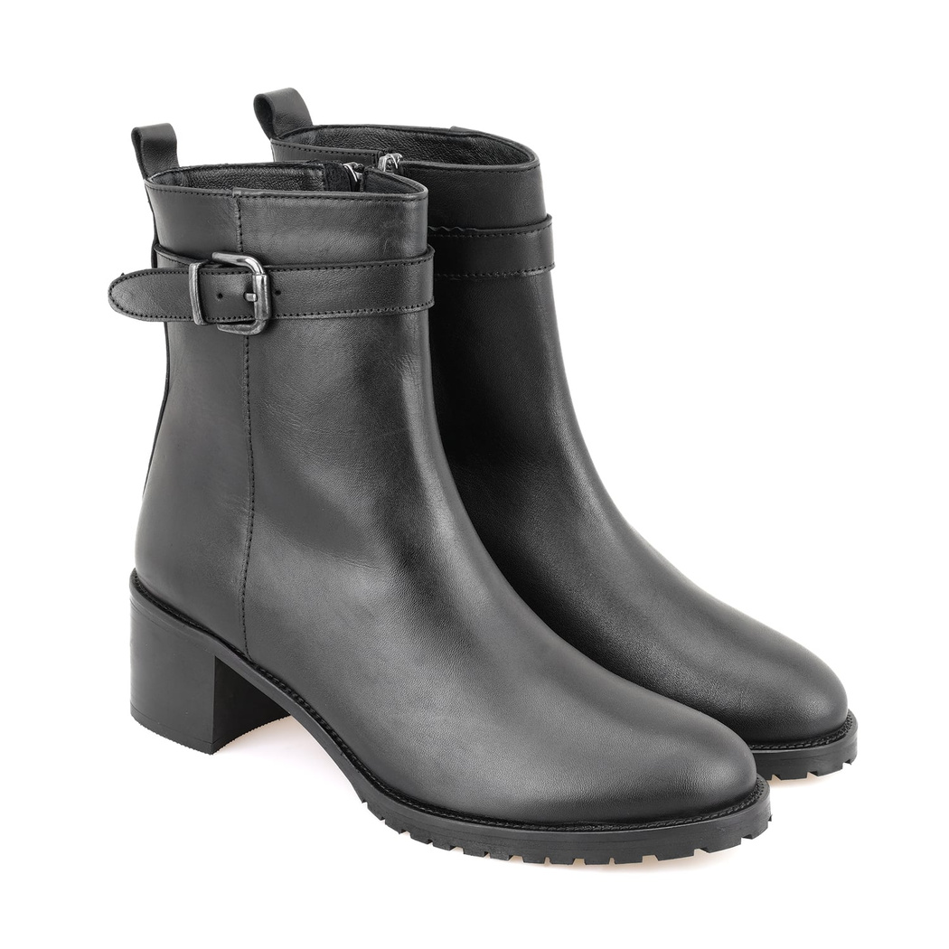 Cosa Siyah Kadın Fermuarlı Deri Bot