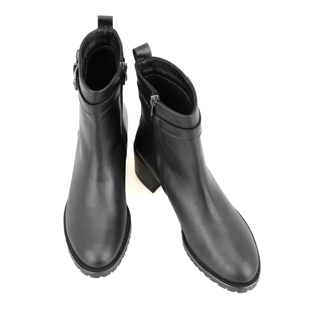 Cosa Siyah Kadın Fermuarlı Deri Bot