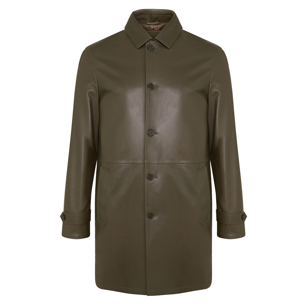 Damian Yeşil Erkek Deri Kaban