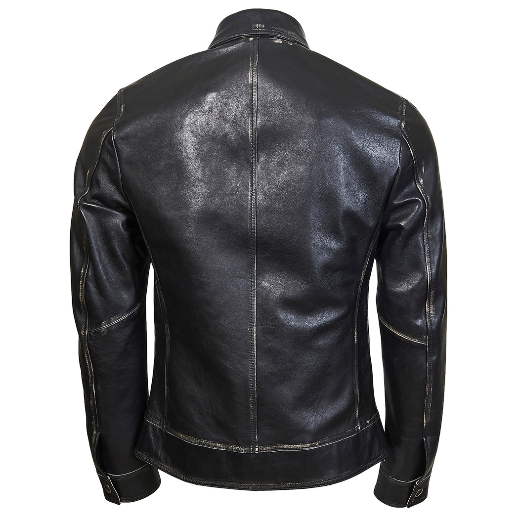 Darcio Siyah Erkek Vintage Efektli Deri Mont