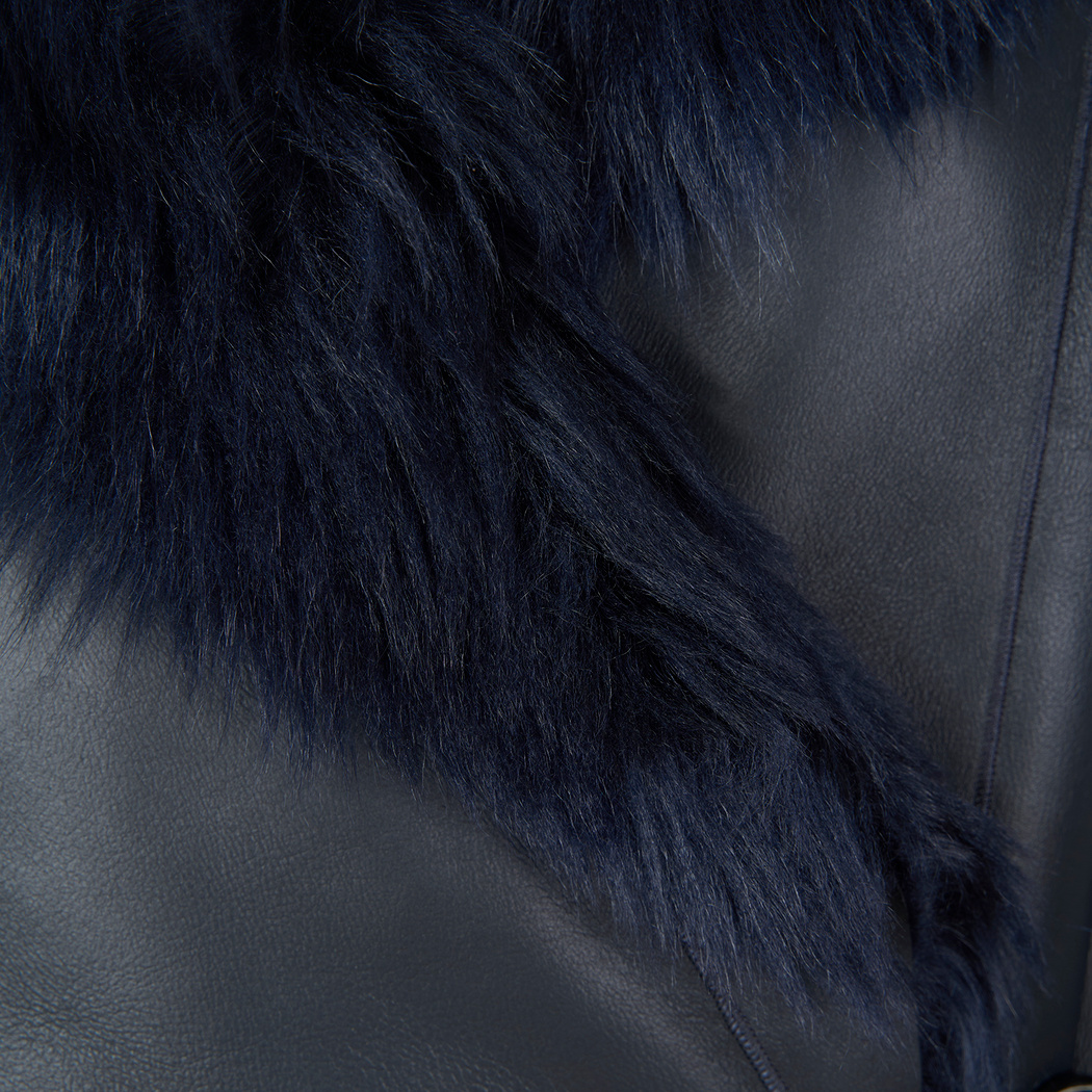 Debora Lacivert Kadın Kürk Ceket