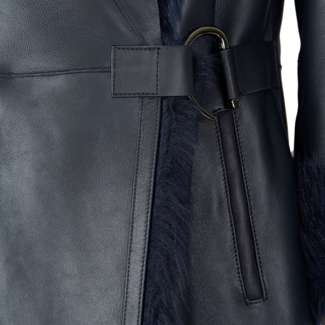 Debora Lacivert Kadın Kürk Ceket