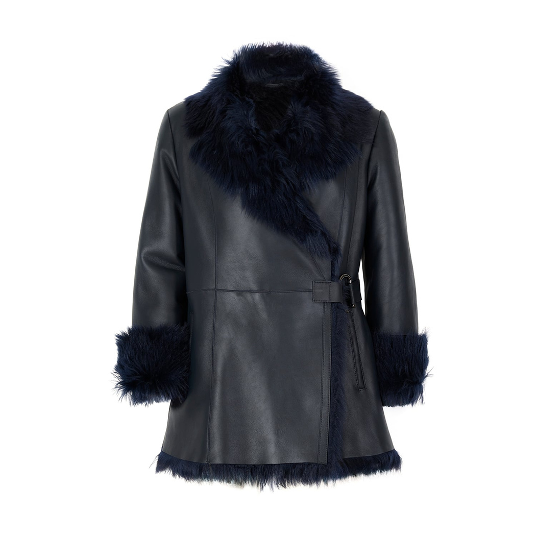 Debora Lacivert Kadın Kürk Ceket