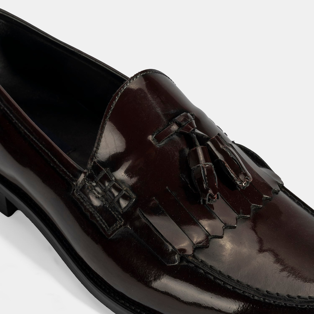 DESA  Erkek Bordo Püskül Detaylı Deri Loafer