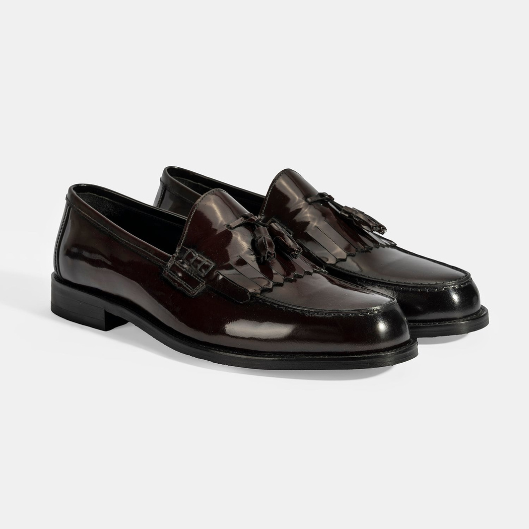 DESA  Erkek Bordo Püskül Detaylı Deri Loafer