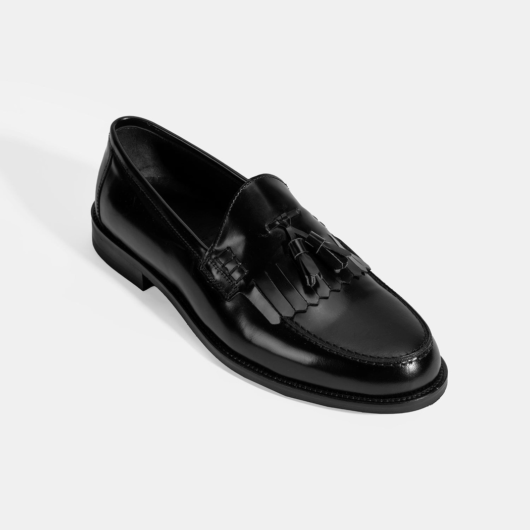 DESA  Erkek Siyah Püskül Detaylı Deri Loafer