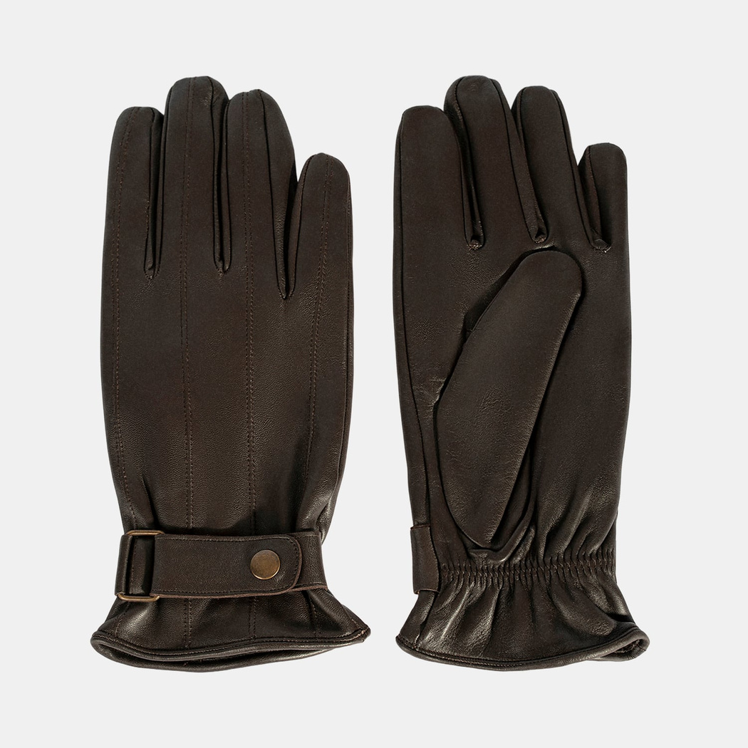 DESA - FY Erkek Koyu Kahve Tokalı Deri Eldiven