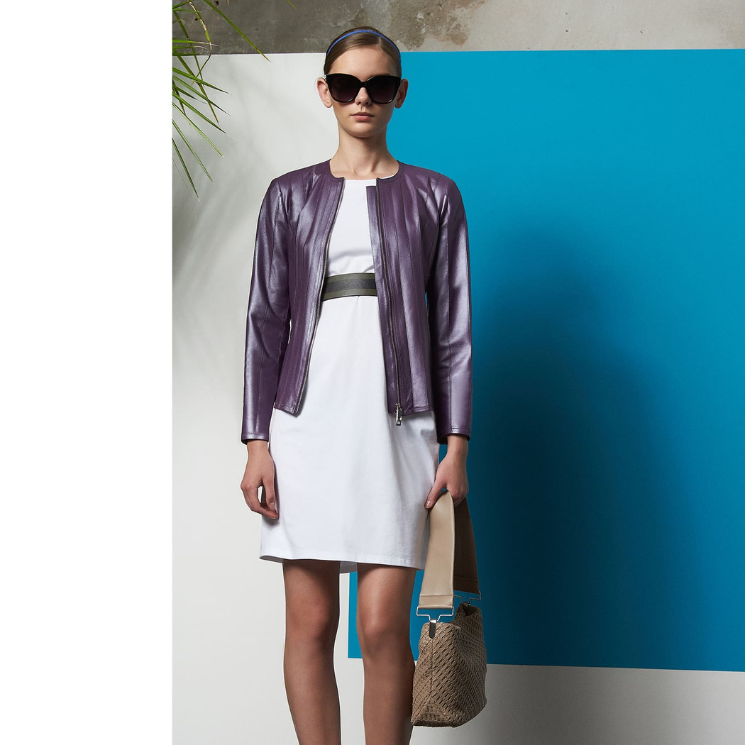 Deundria Kadın Fit Panelli Deri Ceket