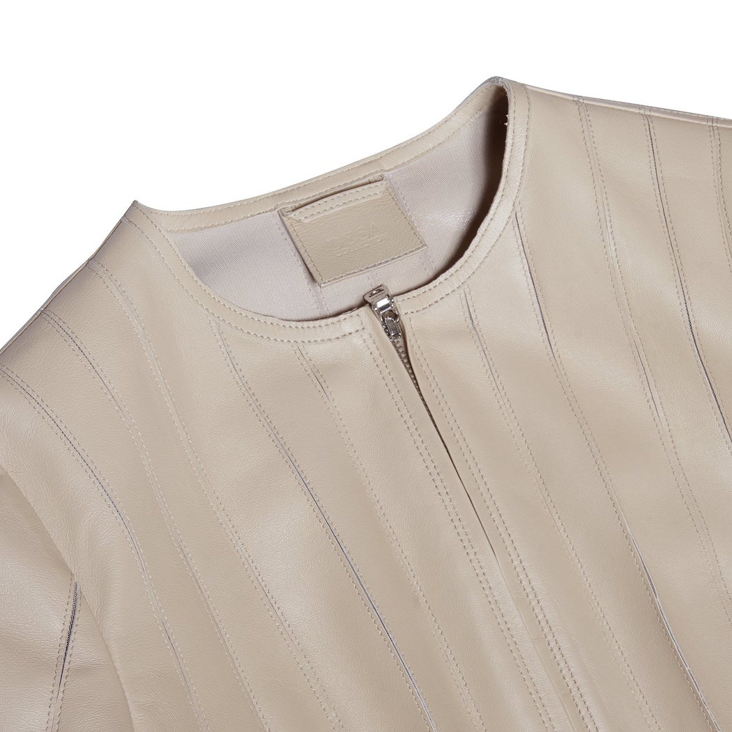 Deundria Kadın Fit Panelli Deri Ceket