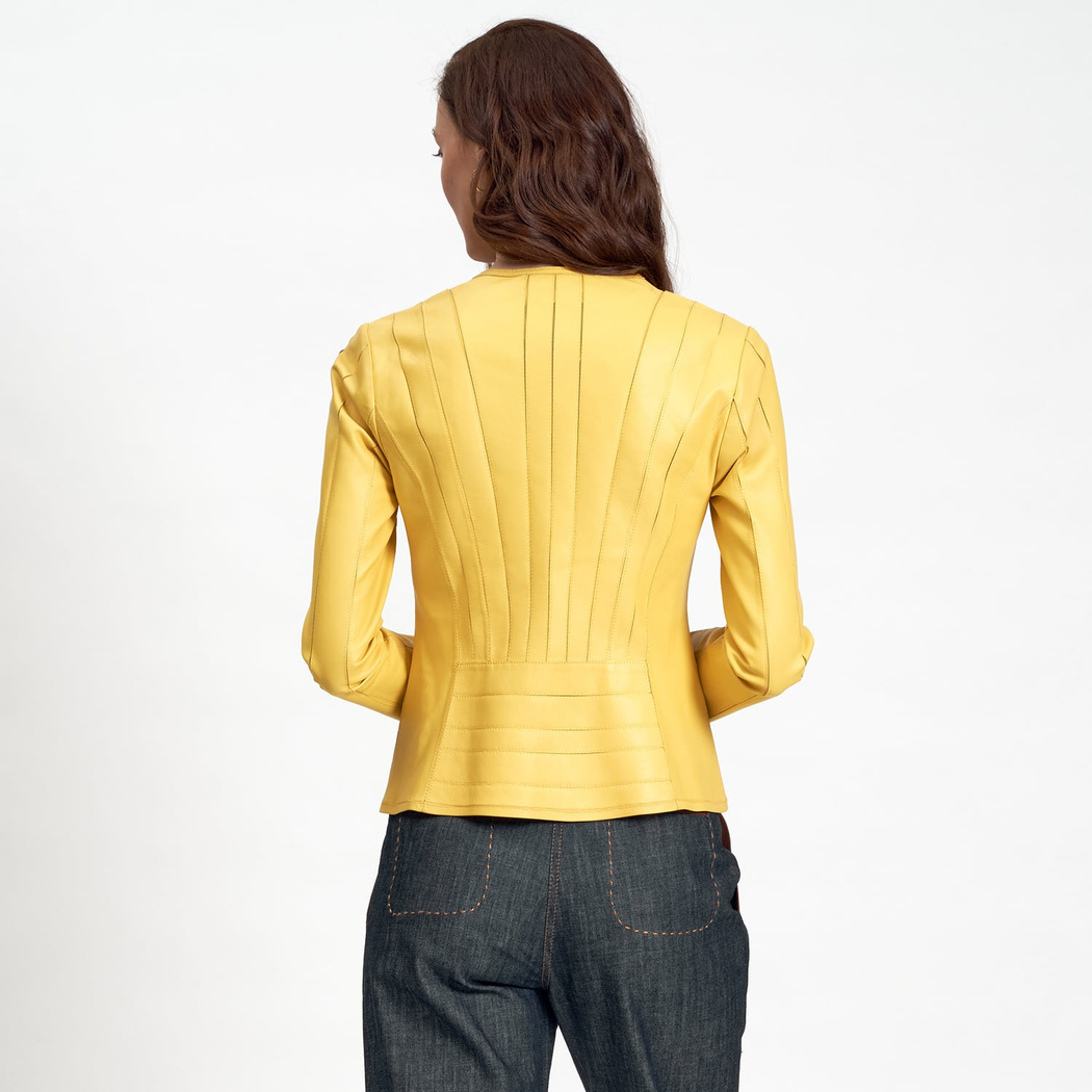 Deundria Kadın Fit Panelli Deri Ceket