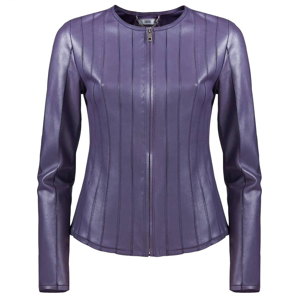 Deundria Kadın Fit Panelli Deri Ceket