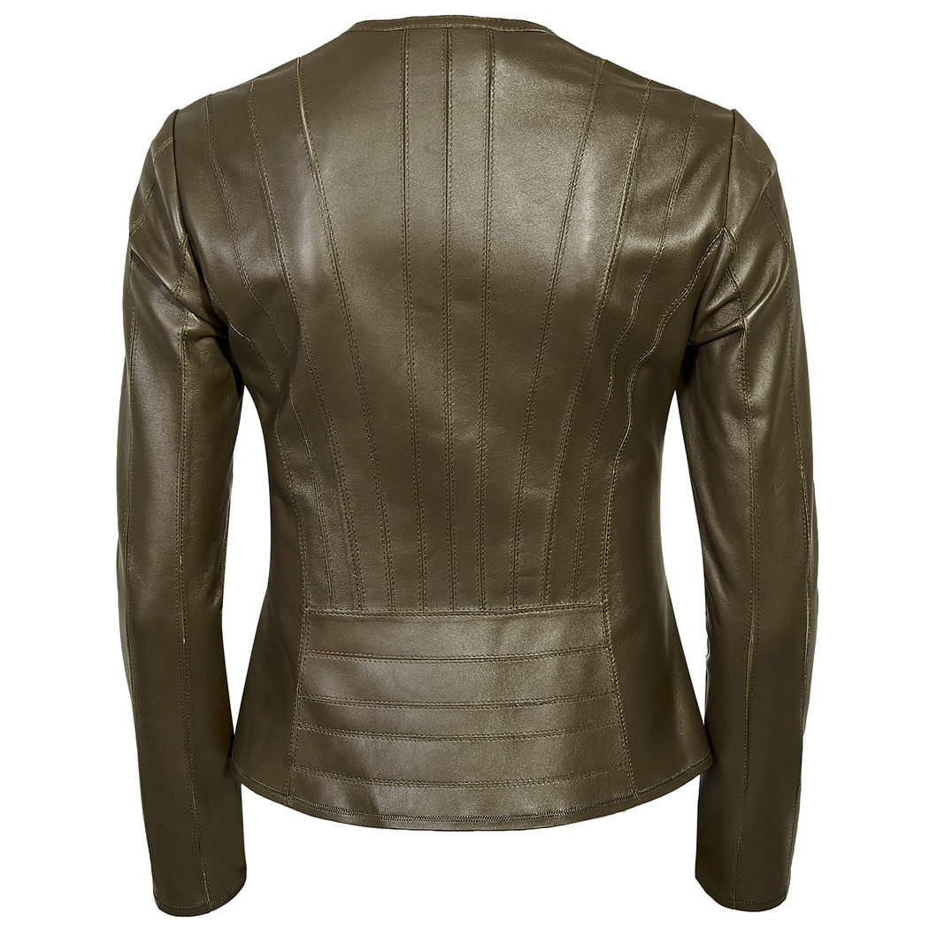 Deundria Kadın Fit Panelli Deri Ceket