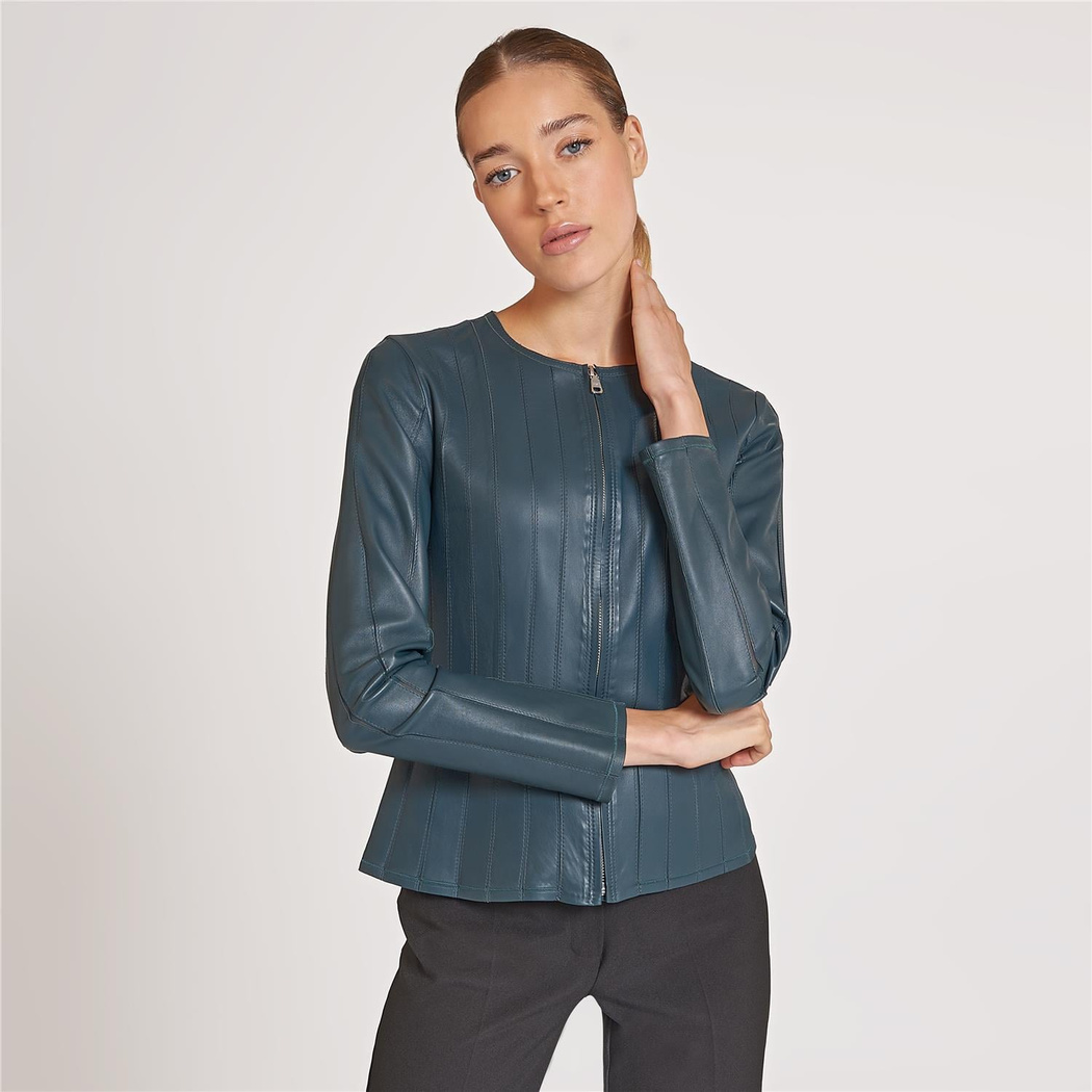 Deundria Kadın Panelli Fit Deri Ceket