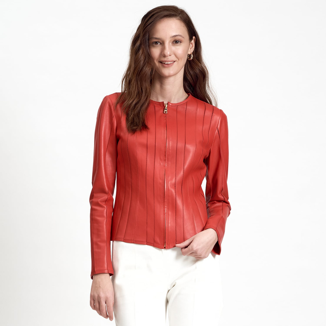 Deundria Kadın Panelli Fit Deri Ceket