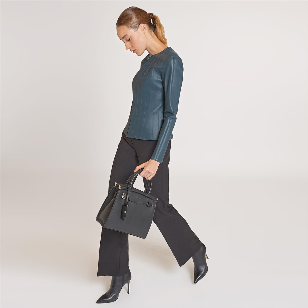 Deundria Kadın Panelli Fit Deri Ceket