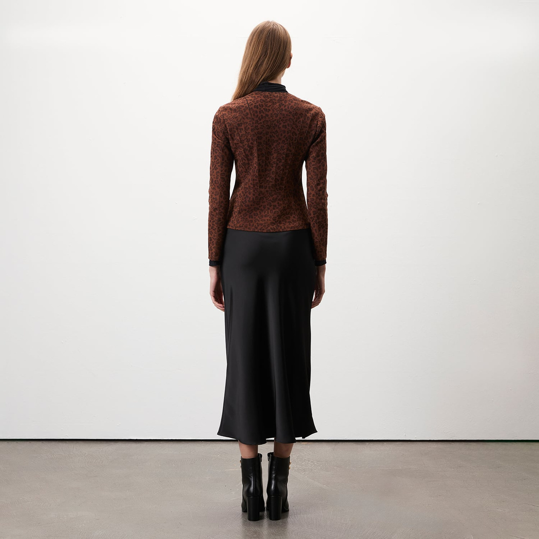 Deundria Leopar Kadın Panelli Fit Süet Ceket