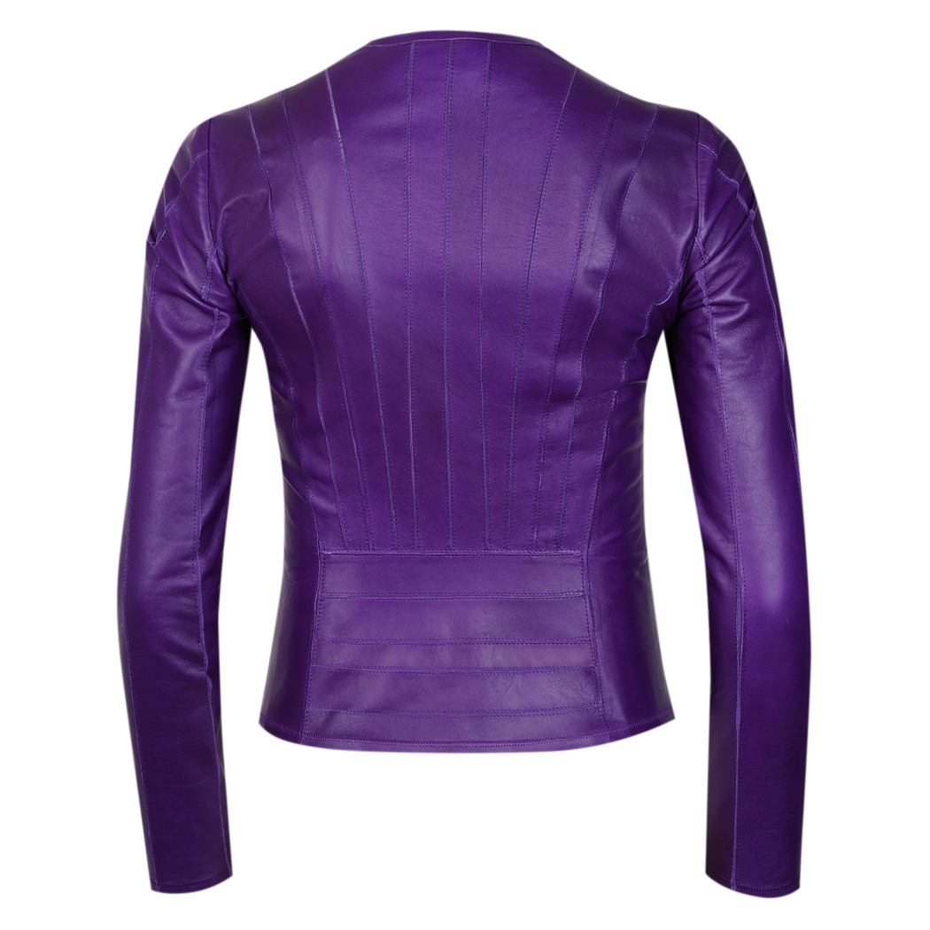 Deundria Mor Kadın Fit Panelli Deri Ceket