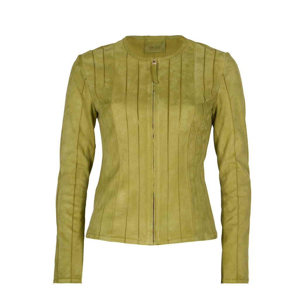 Deundria Yeşil Kadın Panelli Fit Süet Ceket