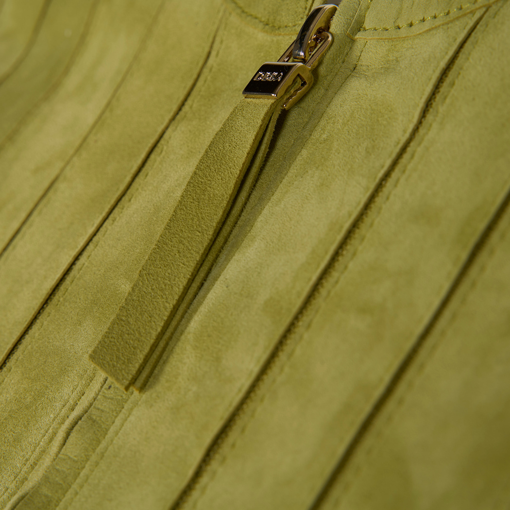 Deundria Yeşil Kadın Panelli Fit Süet Ceket