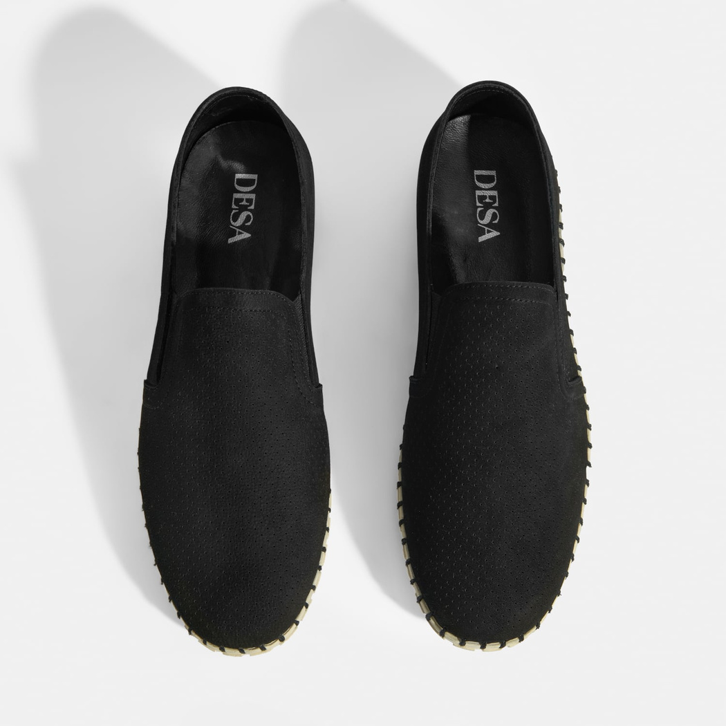 Dislina Siyah Erkek Deri Slip-On Günlük Ayakkabı