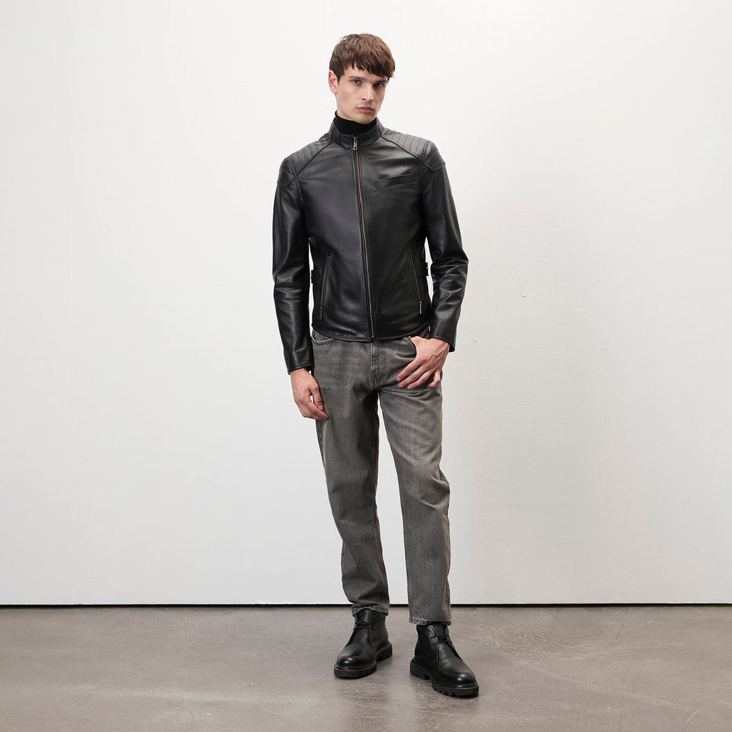 Dugan Siyah Erkek Deri Mont