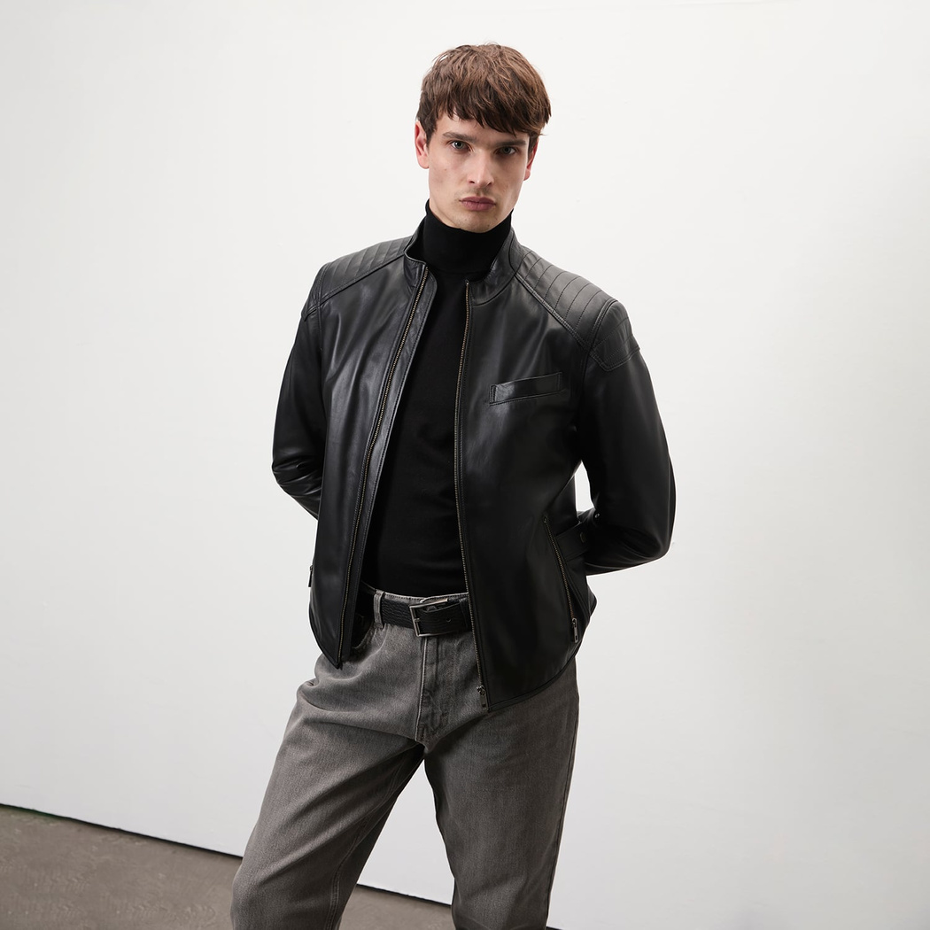 Dugan Siyah Erkek Deri Mont