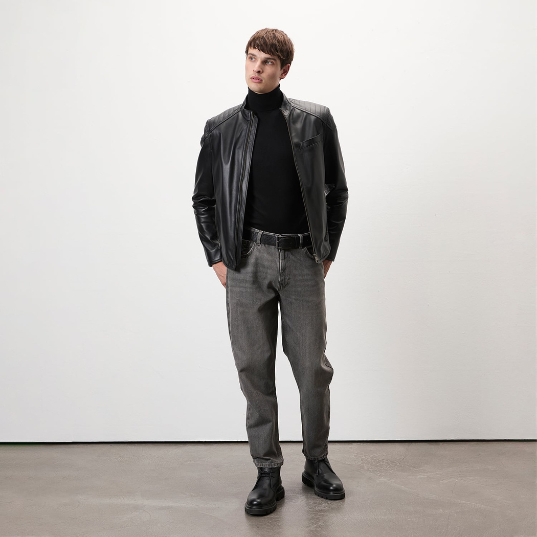 Dugan Siyah Erkek Deri Mont