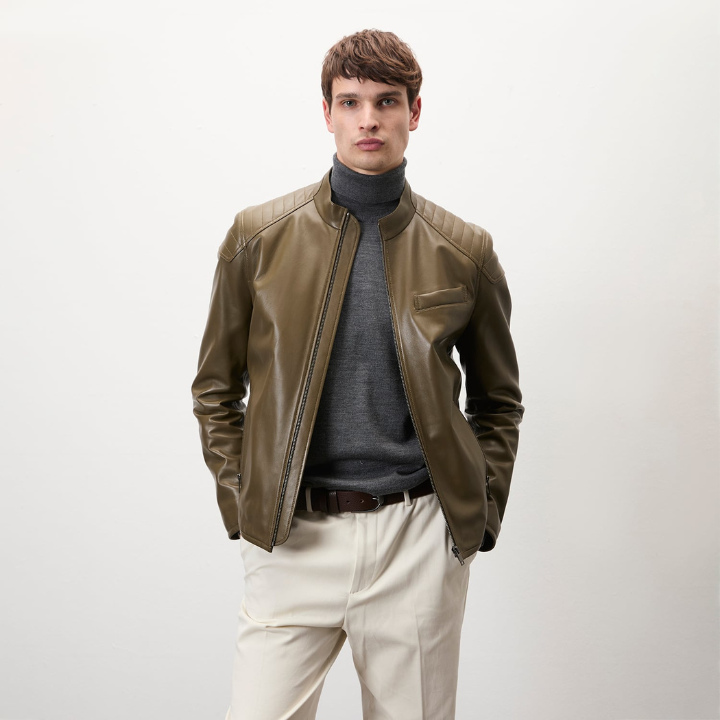 Dugan Yeşil Erkek Deri Mont