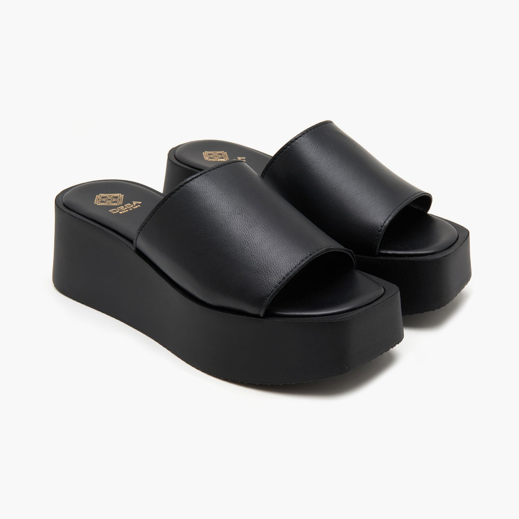 Edna Siyah Kadın Deri Terlik