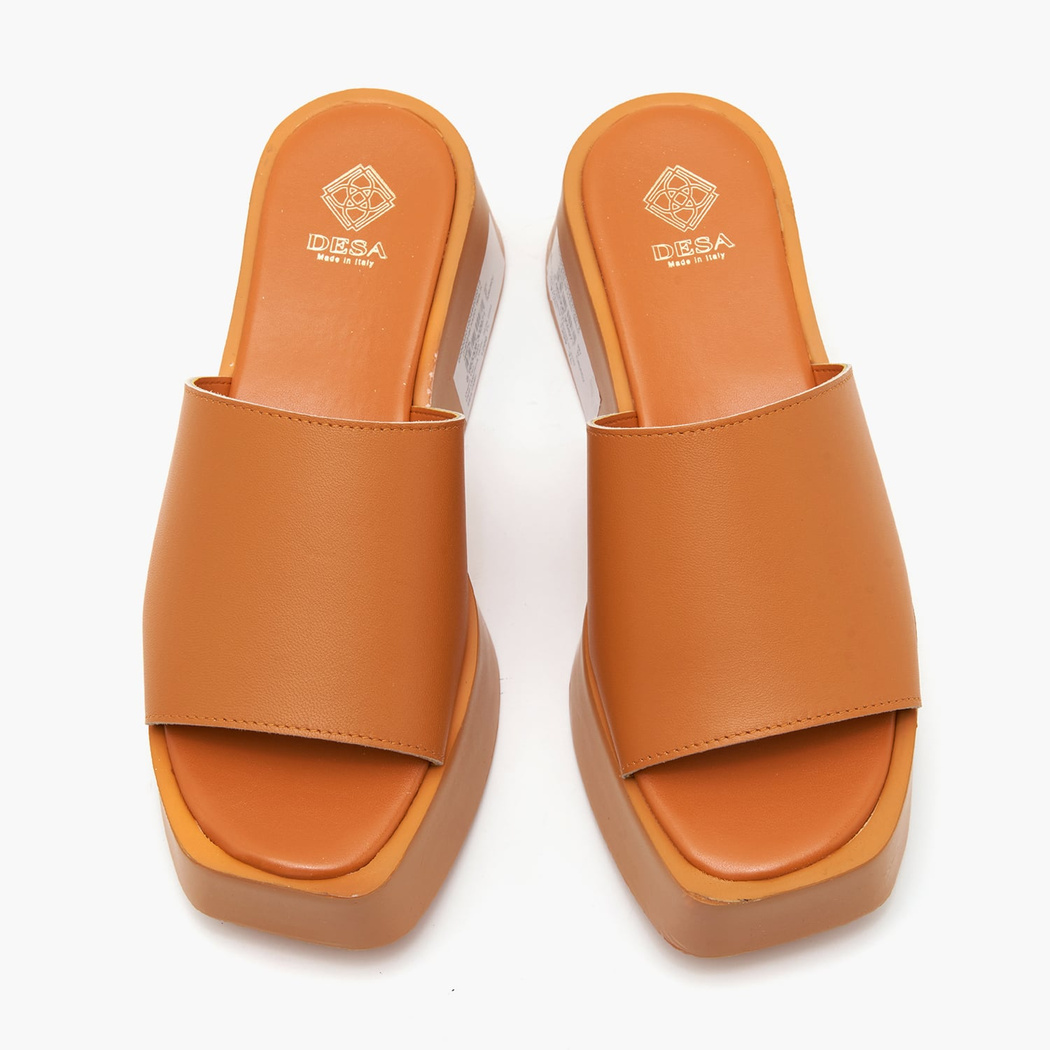 Edna Turuncu Kadın Deri Terlik