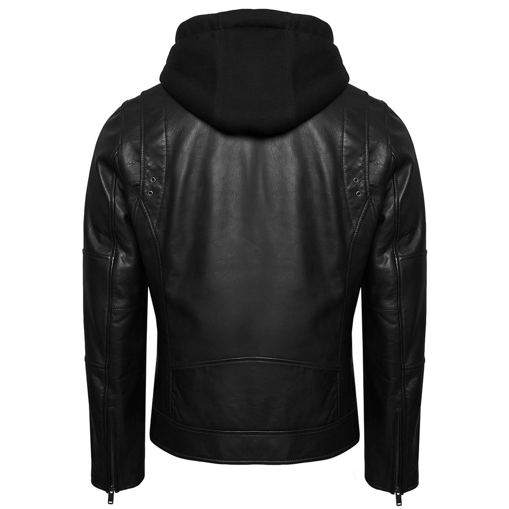 Elba Erkek Kapüşonlu Deri Ceket