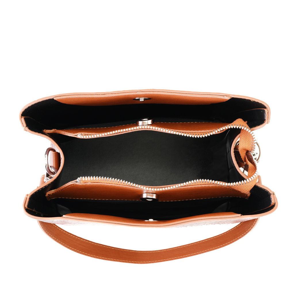 Ember Kahve Kadın Kroko Baskılı Omuz Çantası