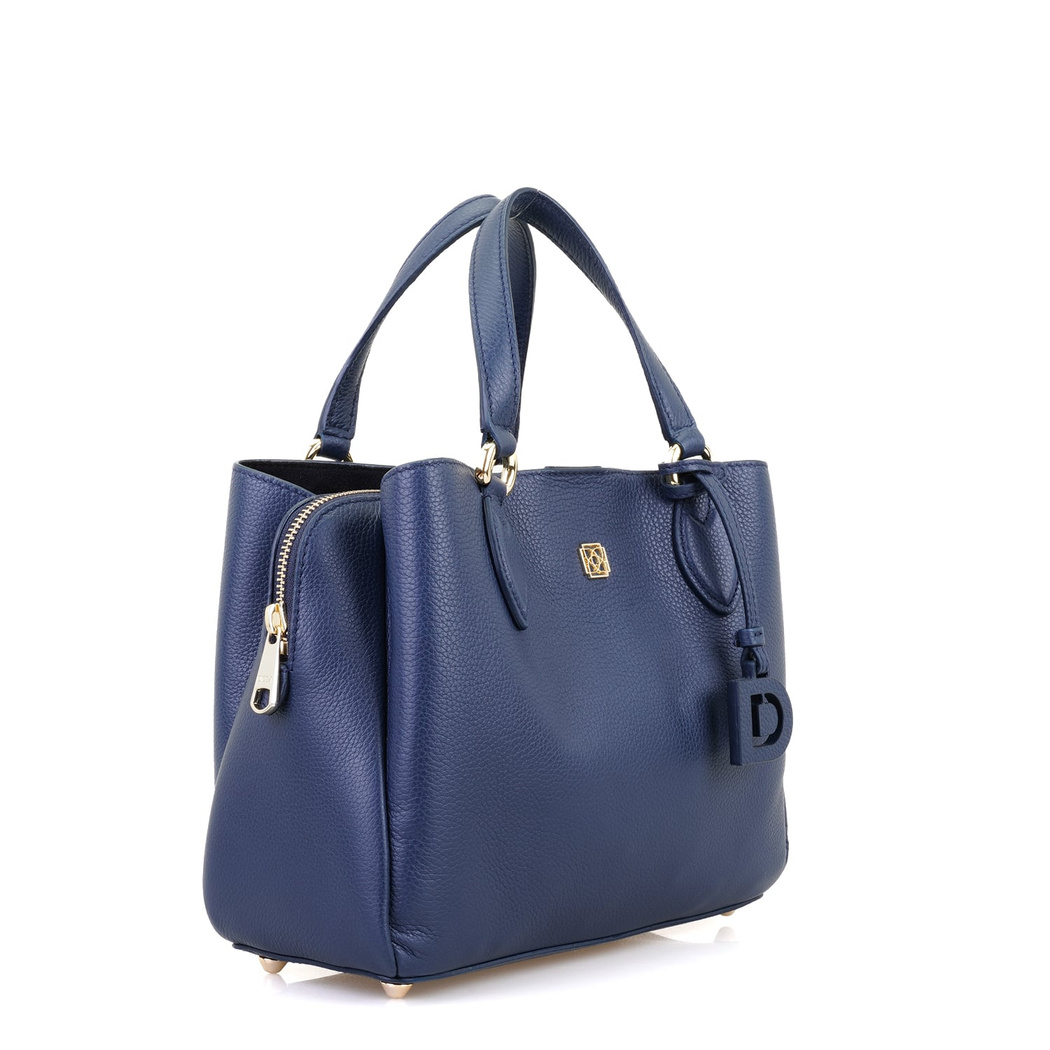 Emil Lacivert Kadın Deri El Çantası
