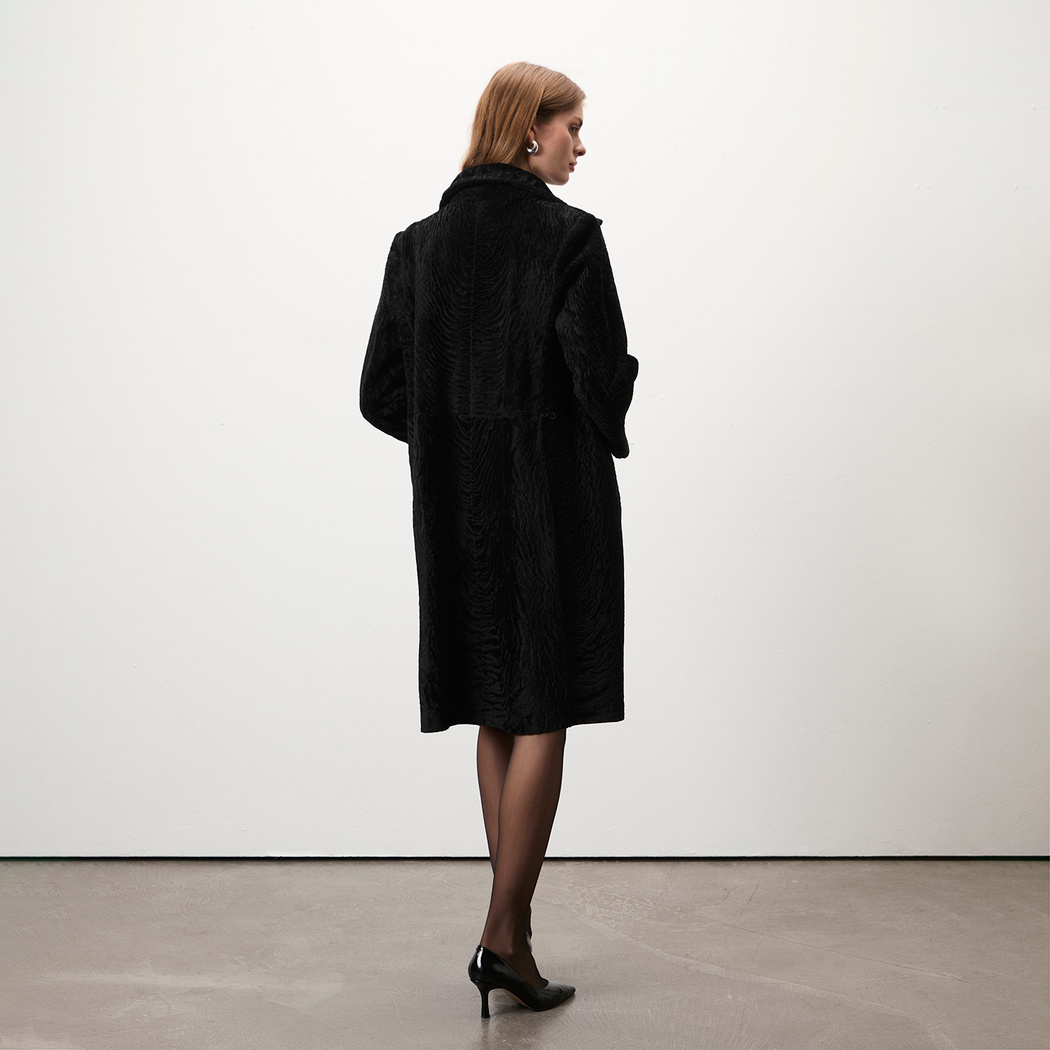 Emilly Siyah Kadın Kürk Kaban