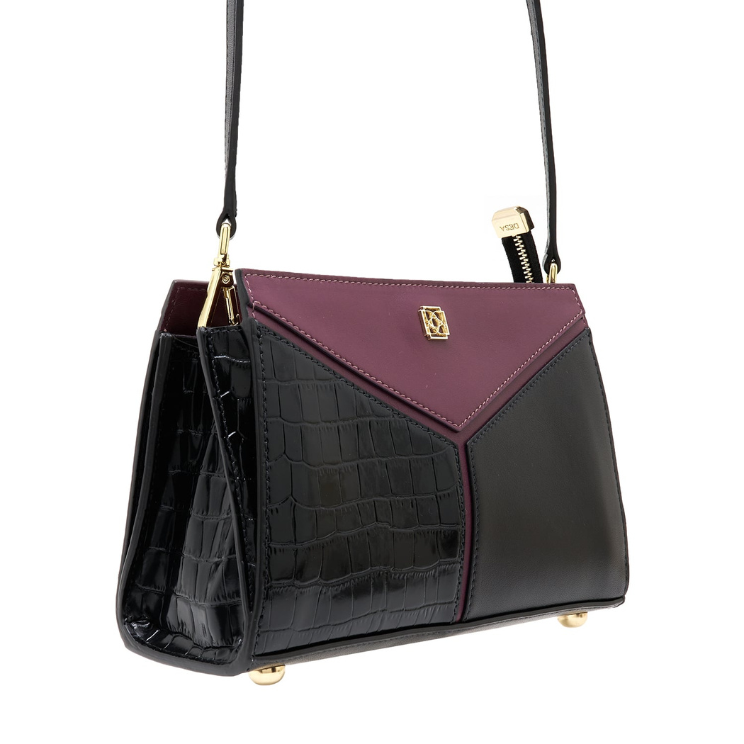 Emma Mor Kadın Kroko Baskılı Deri Omuz Çantası