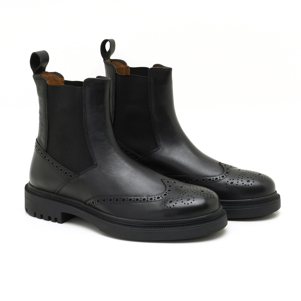 Enrica Siyah Erkek Deri Bot