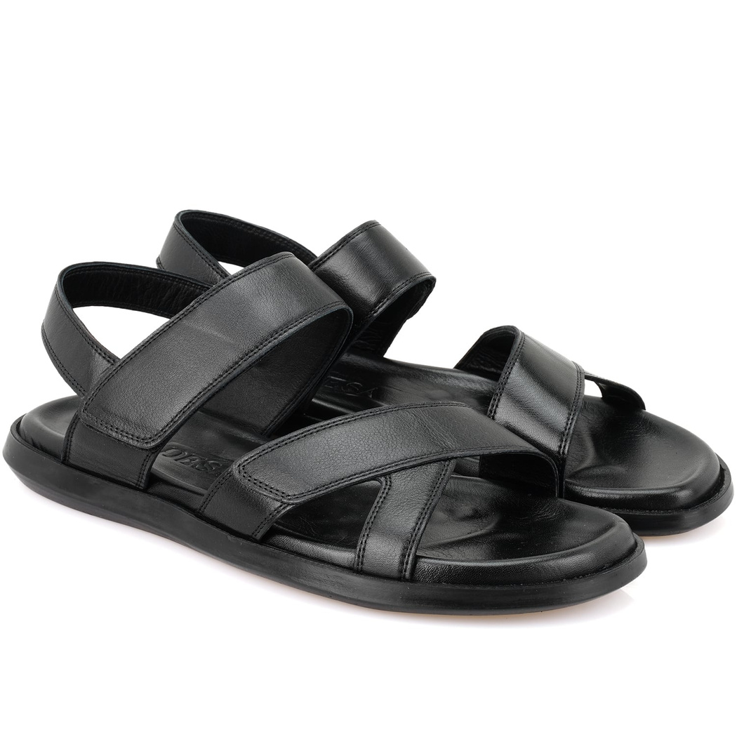 Erica Siyah Erkek Deri Sandalet