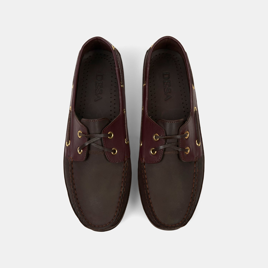 Erkek Acı Kahve - Bordo Detaylı Nubuk Deri Loafer