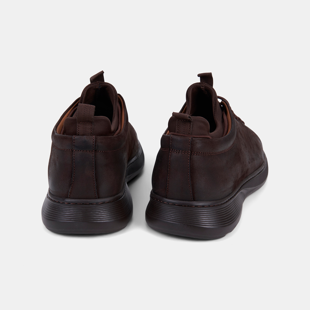 Erkek Acı Kahve Lastik Bağcıklı Nubuk Sneaker