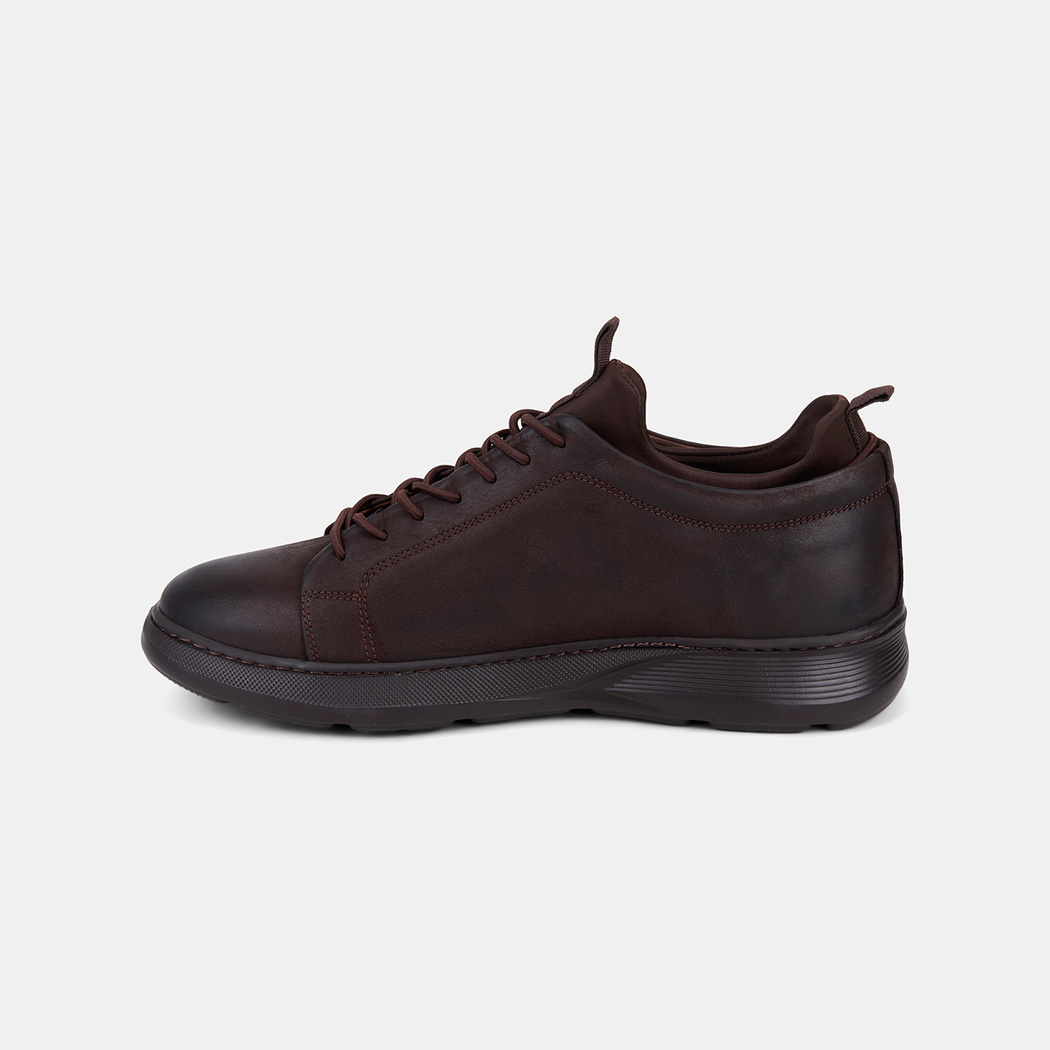 Erkek Acı Kahve Lastik Bağcıklı Nubuk Sneaker